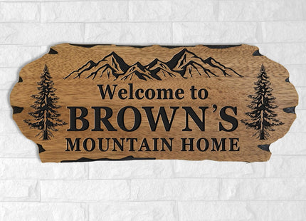 Personalized Cabin Sign - Rustic Wood Welcome Sign for Outdoor & Home Wall Decor - Customizable Farmhouse Decor, Backyard Sign & 3D Carving Wood Sign.3D carved decorative wooden plaques.
