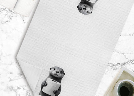 XUNLURY Funny Sea Otter Bathroom Hand Towels, Kids Bathroom Decor, Cute Otter Decorative Hand Towels for Kids Bath Room Washroom, 16x24 Inch Set of 2
