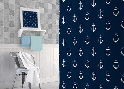 DYNH Nautical Anchor Shower Curtain for Bathroom, Navy Blue Beach Coastal Beachy Fabric Shower Curtains Set Decorative, White Ocean Men Boys Kids Restroom Decor Accessories Hooks Included 72x72 Inch