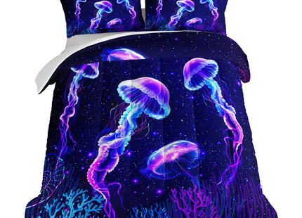 HOSIMA Ocean Themed Jellyfish Full Comforter Set with 2 Pillowcases.