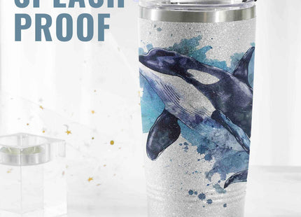 Onebttl Whale Gifts, Orca Gifts, Whale Orca 20oz Stainless Steel Tumbler with Lid & Straw, Perfect for Whale Lovers
