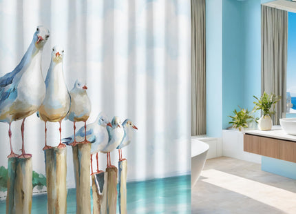 SUMGAR Ocean Seagull Shower Curtain for Bathroom, 72x72 Inch, with 12 Hooks