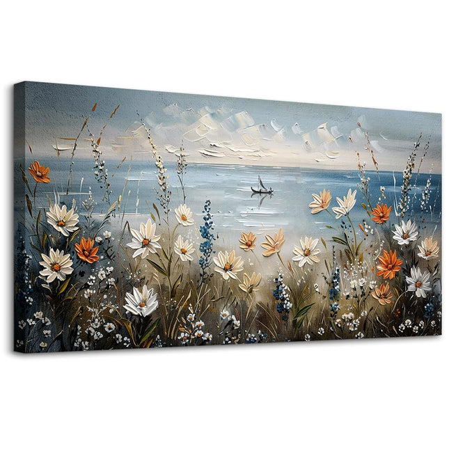 MHARTK66 Coastal Landscape Wall Art, Floral Botanical Wall Pictures 20"X40"