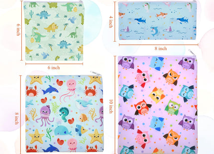 Paterr 4 Pcs Reusable Snack Bags for Kids, Washable Sandwich Bags,Starfish