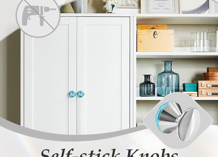 CcHhyyt 4 Pcs Adhesive Crystal Knobs Stick On Cabinet Handle Turquoise K9 Crystal Pulls Peel and Stick Dresser Pulls for Mirror Cabinet Drill Free Knobs for Glass Sliding Doors Fish Tank Lid Terrarium