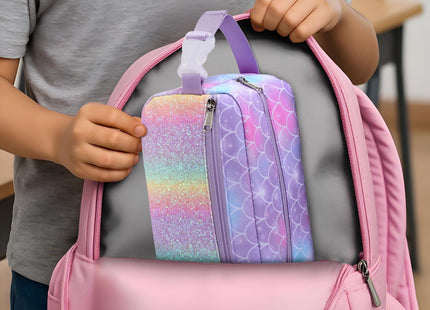 Bagseri Kids Snack Bag Girls - 3.9L Small Lunch Bag, Glitter Mermaid Scale