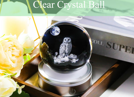 Arikyrist Glass 3D Owl Figurine 3.15in. Ball Gifts for Women Men Owl Lovers