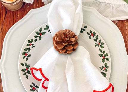 Christmas Napkin Rings, Napkin Rings Set of 4 with Christmas Pinecone Cloth Napkin Rings for Christmas Table Decoration, Wedding, Thanksgiving, Party, Dinner Table Decor (Christmas Pinecone)