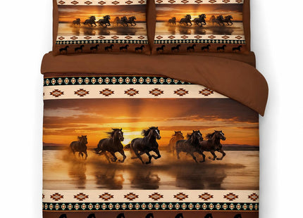 CCoutueChen Western Horse Comforter Set Twin, Rustic Cabin Lodge Bedding