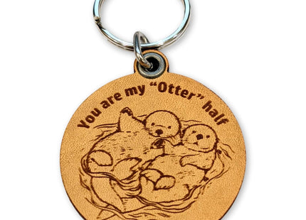 ForLeatherMore - You are my Otter half - Genuine Leather Otter Keychain for Friend, Husband Wife Boyfriend Girlfriend