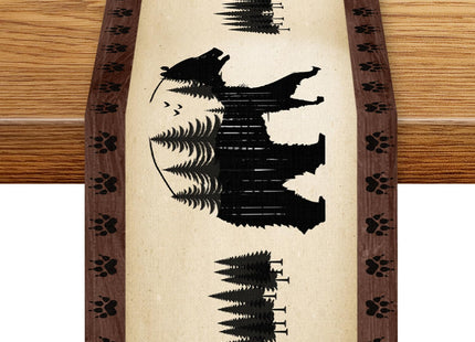 Rustic Bear Table Runner, Cabin Animal Forest Table Center Decor, 13"x36"