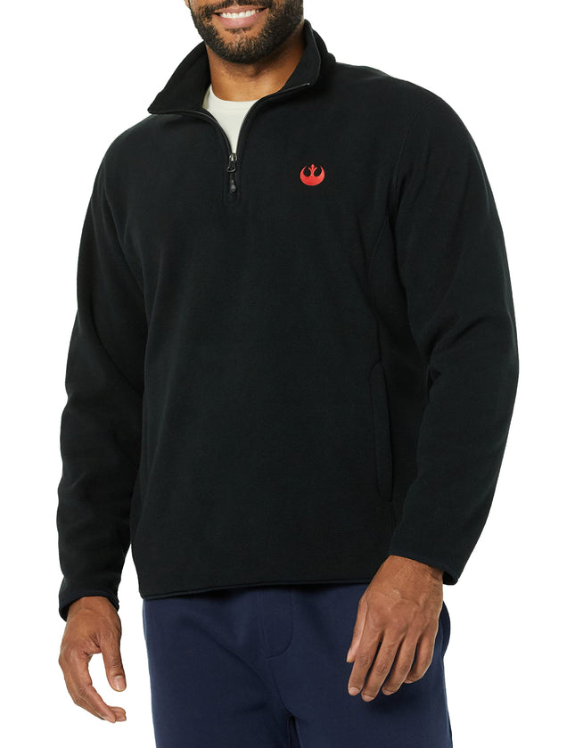 Amazon Essentials Disney | Marvel | Star Wars Men's Polar Fleece Quarter-Zip Mock Insulated Jackets, Soft Fleece, Star Wars Rebel Logo, X-Large