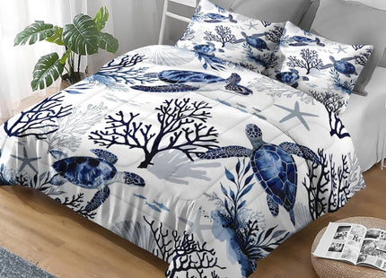 Boewywh Full Comforter Set, 3 Pieces Turtle Coastal Bedding, All Season
