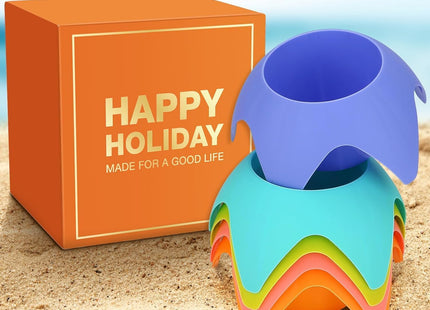 Uarzt Beach Vacation Essentials Accessories - Sand Coasters Drink Cup Holders, 5-Pack, Multicolor, Must-Haves for Women, Adults, Family, and Friends