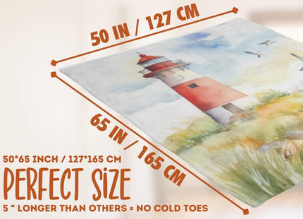 InnoBeta Lighthouse Throw Blanket - Flannel for Lighthouse Lovers - 50" x 65" White