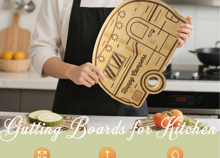 Haigoo Large Camping Cutting Board, Wood Cutting Board For Kitchen Outdoor
