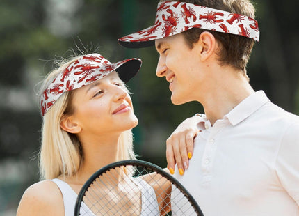 Red Lobster Lobsters Crayfish Sports Sun Visor Hats Adjustable Men Women Lightweight Packable Cooling Empty Top Visor Hat for Running, Tennis, Golf