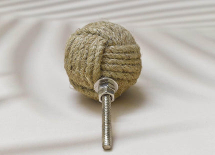 ARTISNO Jute Rope Knobs for Cabinets - Set of 6 Decorative Nautical Twisted Jute Rope Round Knobs Handmade Kitchen Cabinet Drawer Knobs | Nautical Wardrobe and Dresser Pulls (6 x 3.8 cm)