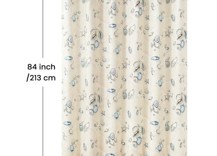 BESTRIPES Extra Long Fabric Shower Curtain, Beige Beach Coastal Seashell Shower Curtains for Bathroom, 72" W x 84" H