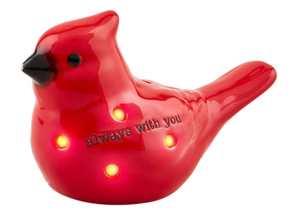 Mud Pie Light Up Cardinal Sitter, Red Ceramic LED Cardinal Bird Decor