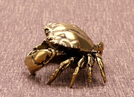 Kisangel Brass Crab Figurine Animal Sculptures and Statues Fish Tank Ornaments Feng Shui Statue Collection Home Decor (Golden)