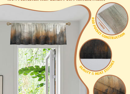 WSPNBB Abstract Curtain Valance for Windows 2 Pack Brown Wood Grain White Cloud Forest Rod Pocket Window Treatments Short Curtains for Kitchen Windows Bathroom Bedroom 54x18 Inch