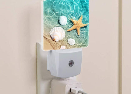 BLYKVGHQ Starfish and Seashell On Beach Night Light,Modern Night Lights Plug into Wall,Dusk to Dawn Sensor Nightlight for Kids Bathroom Kitchen Hallway Bedroom Decor