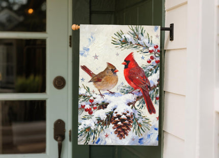 Winter Cardinal House Flag 28x40 Inch Pinecone Twigs Holly Berry Christmas Holiday Decorative Garden Flags for Outside Double Sided Seasonal Outdoor Home Farmhouse Decoration Porch Yard January Decor