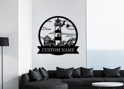 Personalized Lighthouse Metal Signs Nautical Outdoor Decor Metal Beach Sign