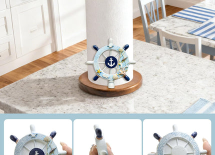 Ship Rudder Paper Towel Holder, Nautical Coastal Beach Countertop Decor