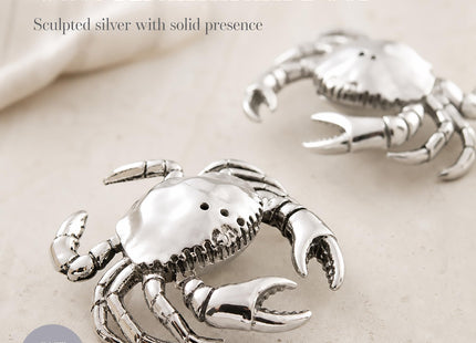 Mud Pie Crab Salt and Pepper Shaker Set, Silver 3 1/2" x 2 1/2"