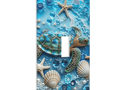 Groamaup Starfish Turtle Single Toggle Switch Plate Blue Standard 1 Gang Toggle Decorative Light Switch for Home Office Wall Plate Decor