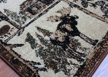 Masada Rugs, Bear Cabin Moose Area Rug (2 Feet x 3 Feet 2 Inch) Mat.