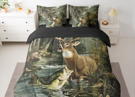 Erosebridal Deer Fish Comforter Set with Sheets (7 Pieces,Twin Size)