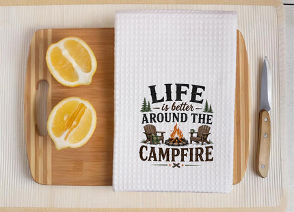 Elmsfell Camping Kitchen Towel 16x24, Life is Better Around the Campfire