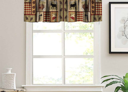 GoDazzling Retro Animal Kitchen Curtain Valance, Forest Wildlife Elk Bear Duck Rustic Vintage Lodge Window Valance, for Bedroom Living Room Cafe Bathroom W54xL18in 1 Panels