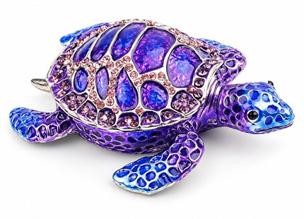 SEVENBEES Purple Sea Turtle Figurine Decorative Jewelry Boxes Hinged Trinket Box Sea Turtle