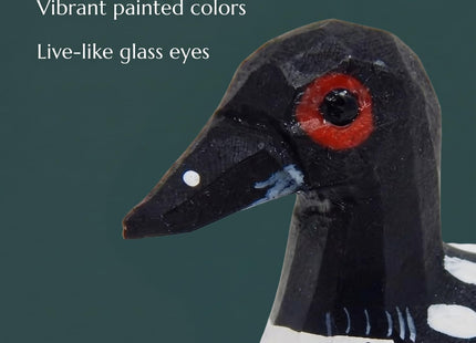 Selsela Common Loon Duck Keychain Ring Hook Clip Charm Miniature Wood Mini Figurine Small Animal