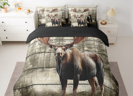 Feelyou Cabin Rustic Deer Comforter Set Queen Size Soft 7 Pieces Hunting