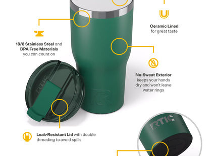 RTIC 30oz Essential Tumbler with Lid, Ceramic Lined, Pine Tree