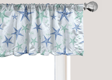 Ambesonne Navy Blue Window Valance, Sailboat Vertical Stripe Pattern Anchor Fishes Gulls Paint Effect Nautical Theme, Curtain Valance for Kitchen Bedroom Decor with Rod Pocket, 54" X 18", Blue White