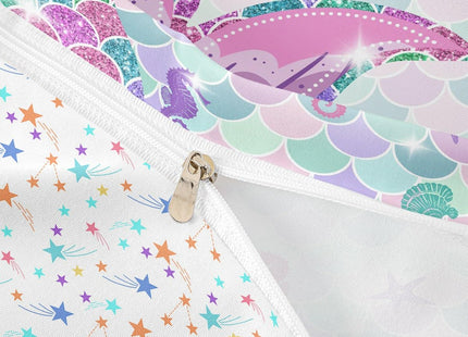 Erosebridal Mermaid Bedding Set,Nautical Sea Animal Kawaii Duvet Cover Full Mermaid Gifts for Girls,Fish Scale Sparkle Sequins Comforter Cover Ocean Bed Sets Aquarium Marine Life Bedroom Decor…