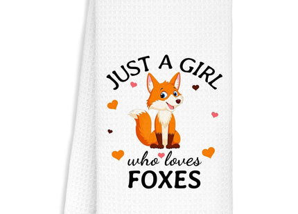 Jvpke Fox Decor,Fox Gifts for Girls Women,Just a Girl Who Loves Foxes Kitchen Towels,Red Fox Dish Towels for Kitchen Decorative,Fox Dish Towels Kitchen Decorative Bathroom Hand Towels 16×24