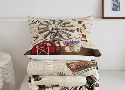 Erosebridal Western Farmhouse Quilt Bedding Sets Full Country Rustic Comforter Set for Cabin Lodge Cardinal Barn Lavender Windmill Duvet Insert Pastoral Rural Comforter 2 Pillow Cases Home Room Decor