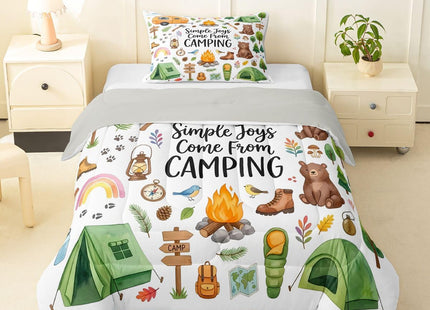 Erosebridal Forest Themed Camping Twin Bedding Set for Kids Girls Boys, RV Bunk Camper Outdoor Bed Comforter Set, Woodland Farmhouse Bear Quilt Sets, Travel Trailers Room Decor (1 Pillowcase)