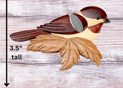 Bird Ornaments - Chickadee Christmas Ornament 2026 Black Capped Chickadee Ornament Two-Tone Wood Christmas Ornament - Intarsia Design - Comes in A Gift Box So It's Ready for Giving