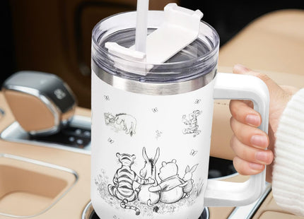 GEPOSTORE Woodland Bear Friends Sketch Tumbler 40oz with Handle and Straw