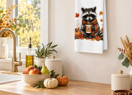 OINDADE Raccoon Decor Fall Halloween Kitchen Towels, Raccoon Hand Towels