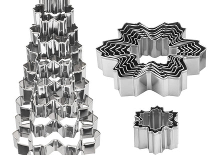Snowflake Set - 9 Piece Stainless Steel Snowflake Cookie Cutters & 3D Christmas Tree for Christmas Holiday Winter Baking