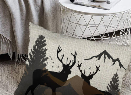 ITFRO Decorative Throw Pillow Covers Linen 12x20 inch Deer Pine Tree